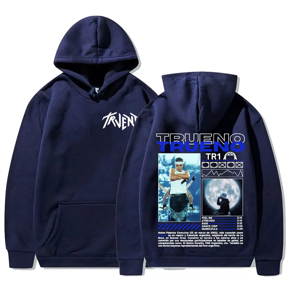 Rapper Trueno Album Tour Printed Hooded Men Women Vintage Fashion Hip Hop Sweatshirt Casual High Quality Comfort Hoodie Pullover