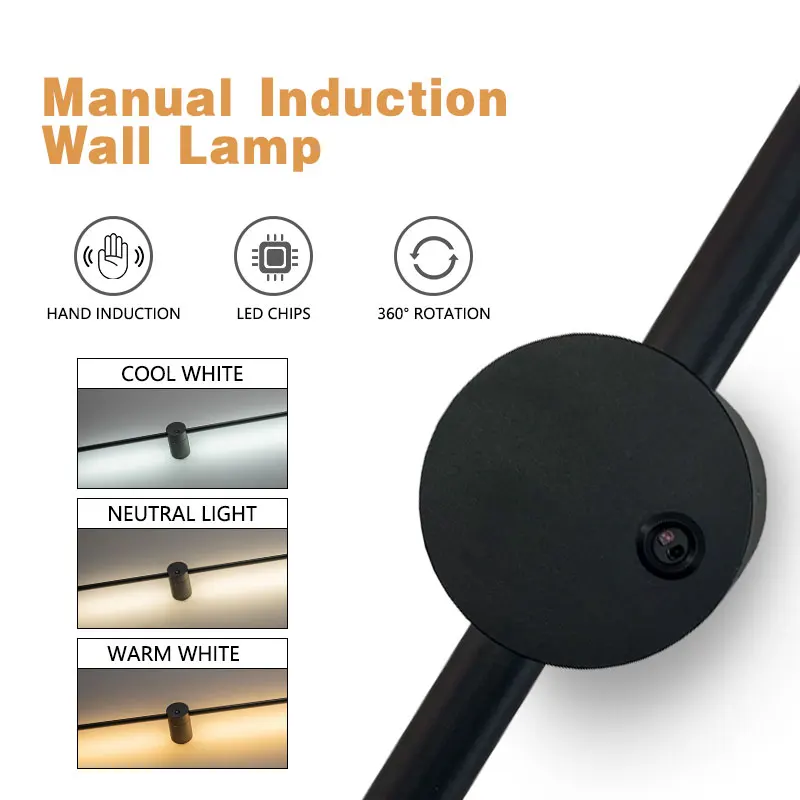 Modern LED Wall Lamp Induction Sensor Switch Wall Scone Living Room Bedroom Minimalist Wall Light TV Bedside Interior Lighting