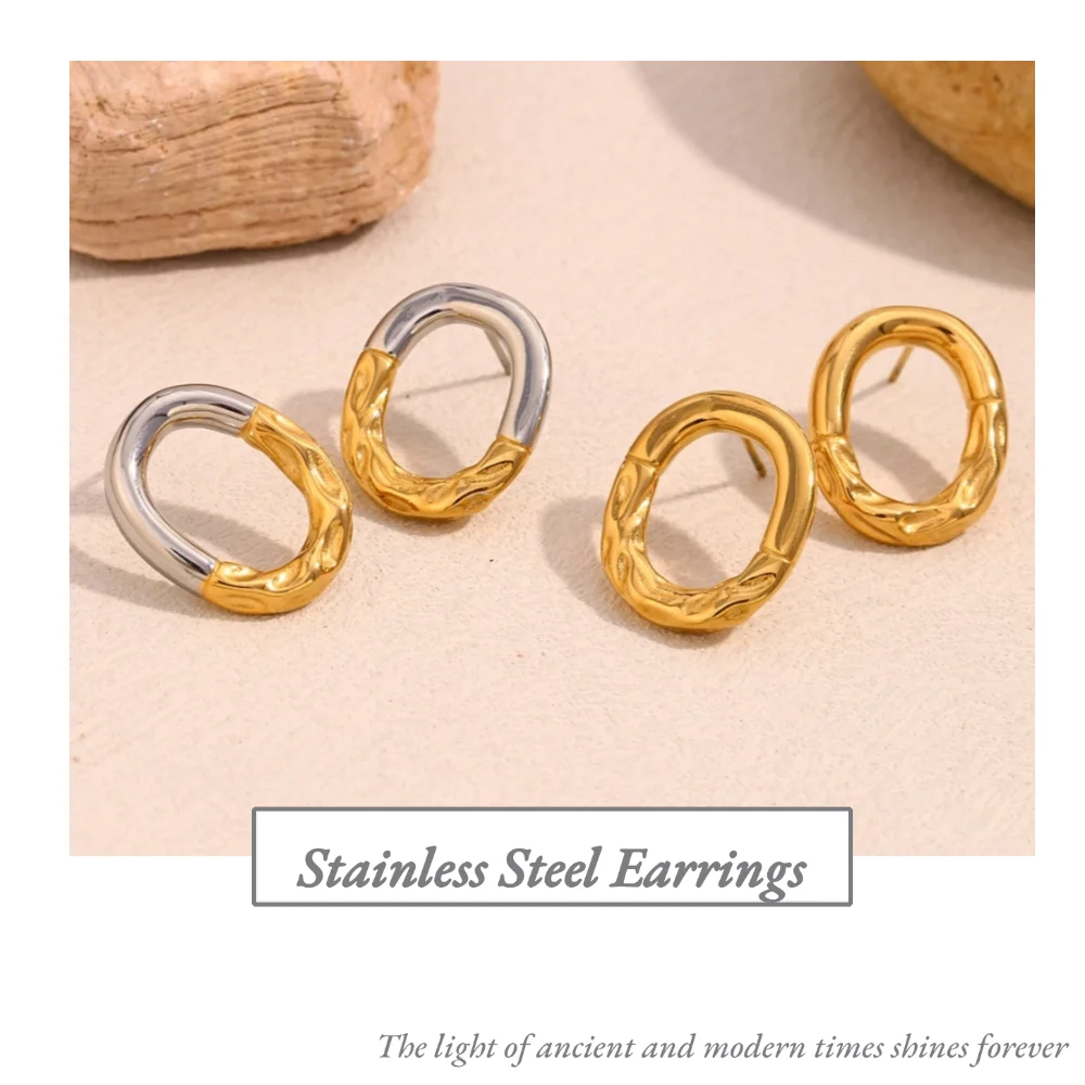 

Stainless Steel Color Block Earrings Plated 18k Gold Color Non Tarnish Waterproof Trendy Jewelry Earrings For Women Gift