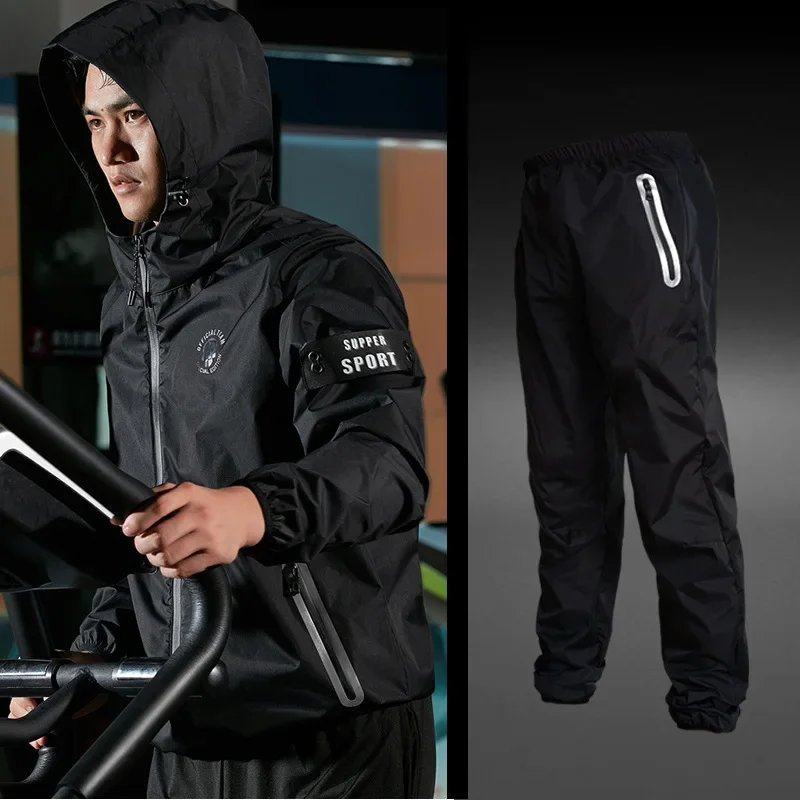 2023 Jogging Sauna Suit Men Boxing Training Waterproof Sportswear Gym Clothing Full Body Sweating for Weight Loss Tracksuit