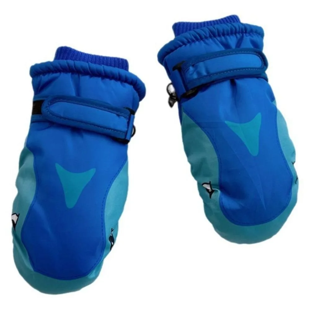 

Adjustable Cartoon Children Ski Gloves Warm Shark Pattern Snowboard Mitten with Knuckles Windproof Winter Skiing Gloves Riding