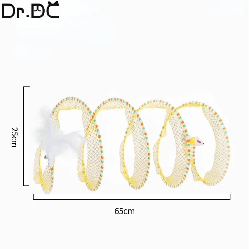 Dr.DC Cat Tunnel For Indoor Cats Collapsible Toy Coil Spiral Colorful Springs Cat Pet Crinkle Tunnels For Indoor Pet Supplies