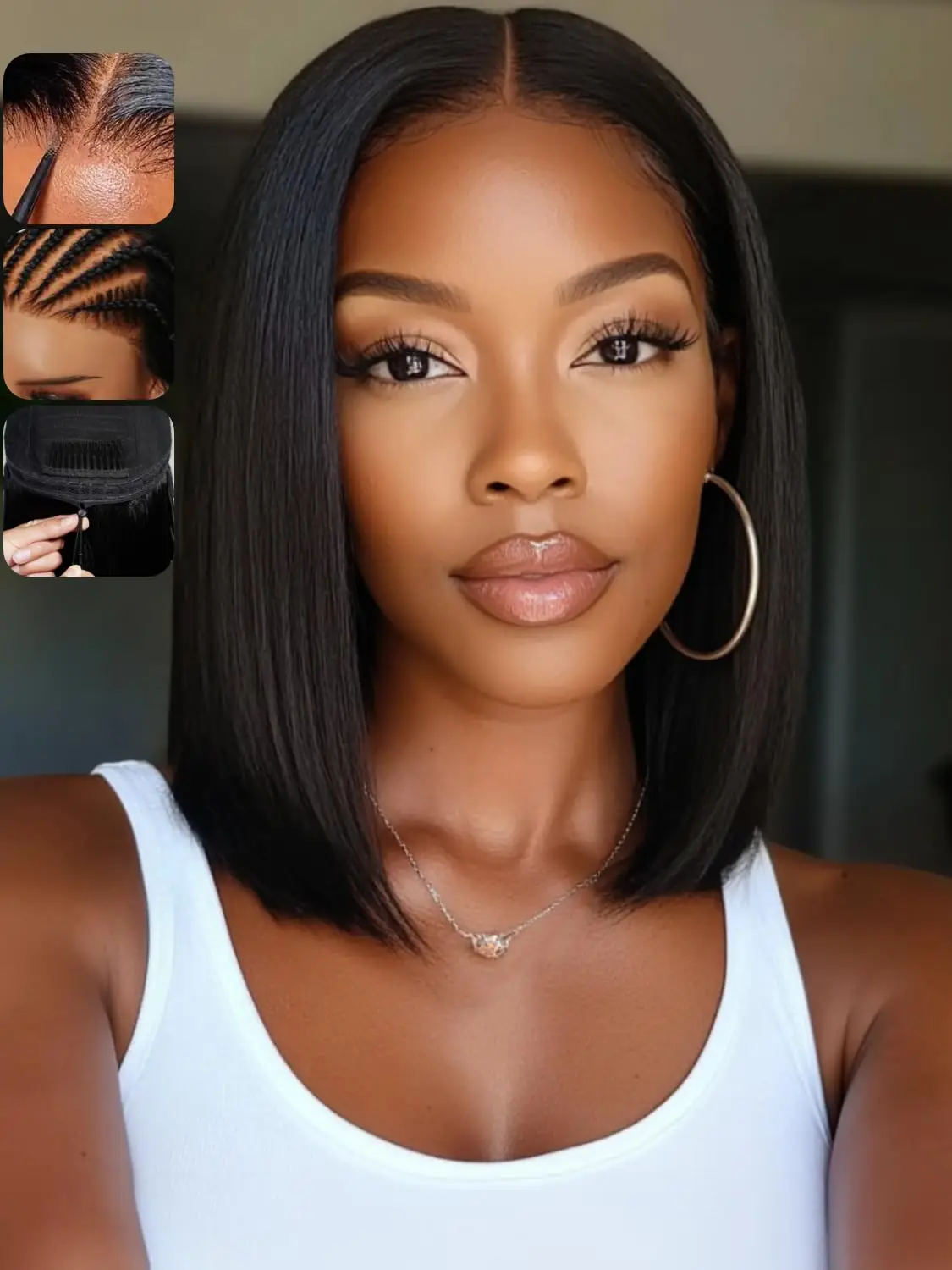 

Парик Klaiyi Straight Bob из натуральных волос, 7x5, с кружевной основой, без скользящей ленты, предварительно нарезанный, предварительно осветленный, без клея, готовый к носке