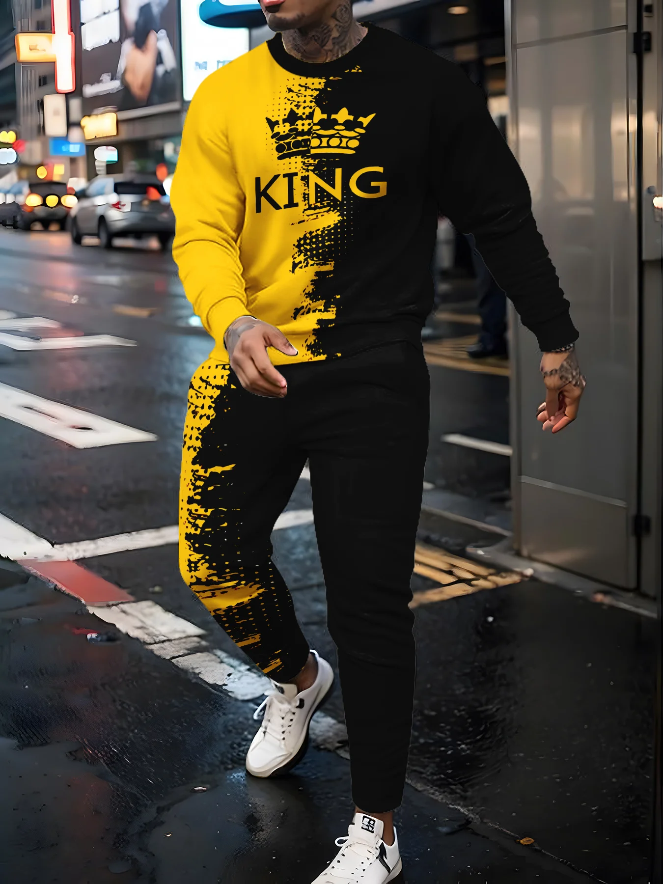 

Autumn Men's Long Sleeve T-Shirts Pants Sets 3D Print Fashion Men Sportswear Man Clothes Street Tracksuit Jogger 2 Piece Outfits