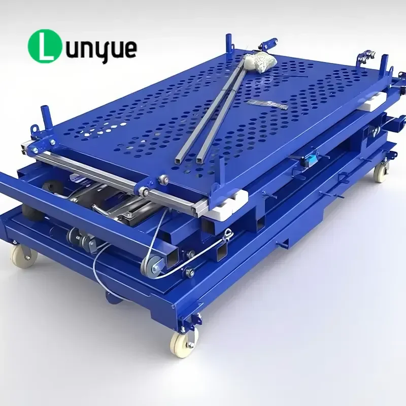 Electric Scissor Lift Scaffolding Platform 2-10m Metal Mobile Wheel Base with Wire Rope Hoist for Construction Maintenance