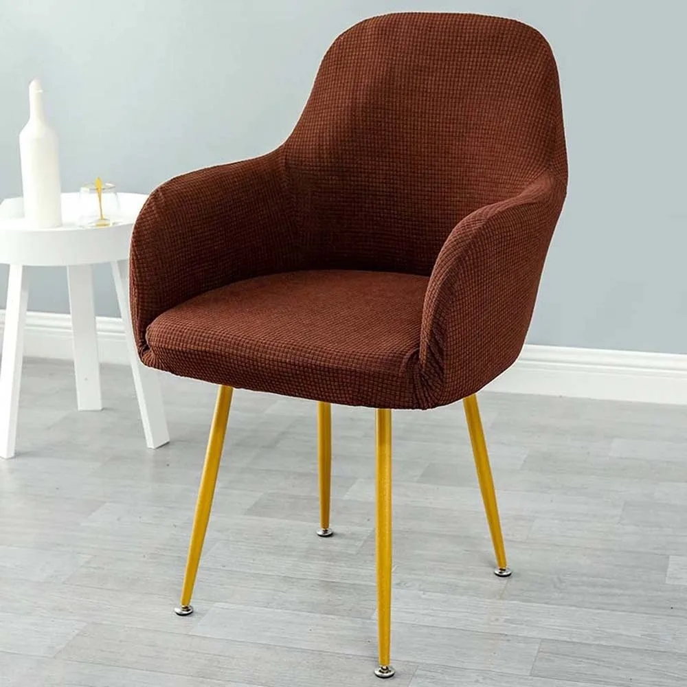 غطاء كرسي منحني مرن قابل للغسل، غطاء كرسي منقوش بلون سادة، حماية للمقعد غير منتظمة مقاومة للغبار للكراسي والكرسي #3