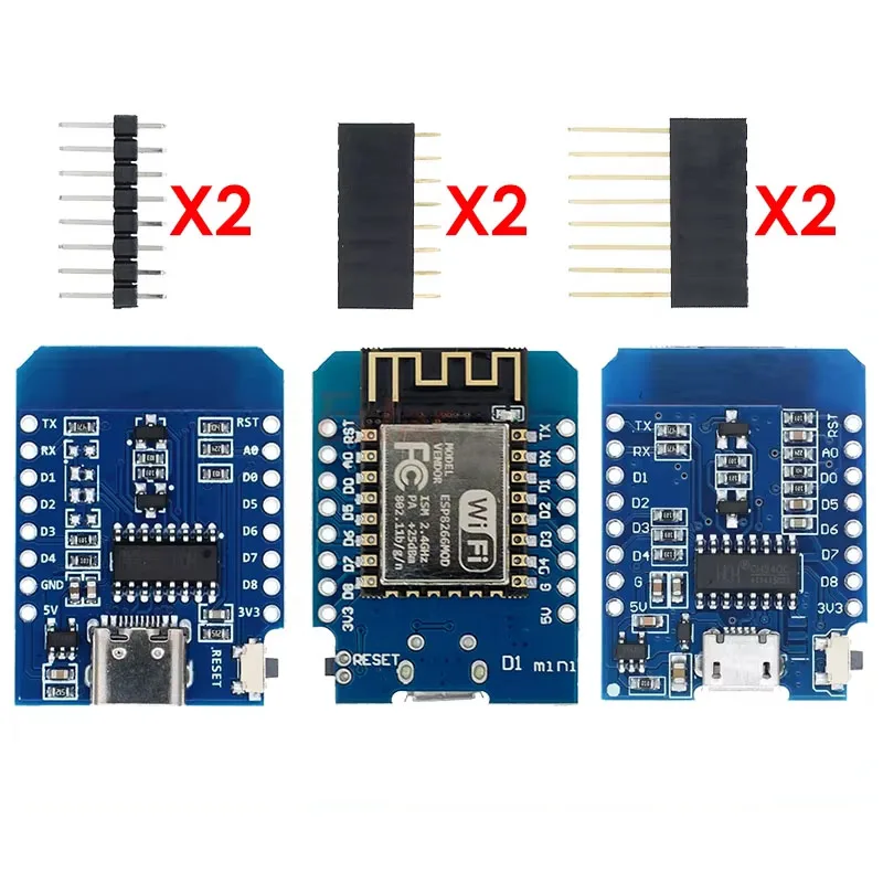 D1 Mini TYPE-C/MICRO ESP8266 ESP-12F CH340 V2 USB D1 Mini WIFI Entwicklungsboard D1 Mini NodeMCU Lua IOT Board 3,3 V mit Pins
