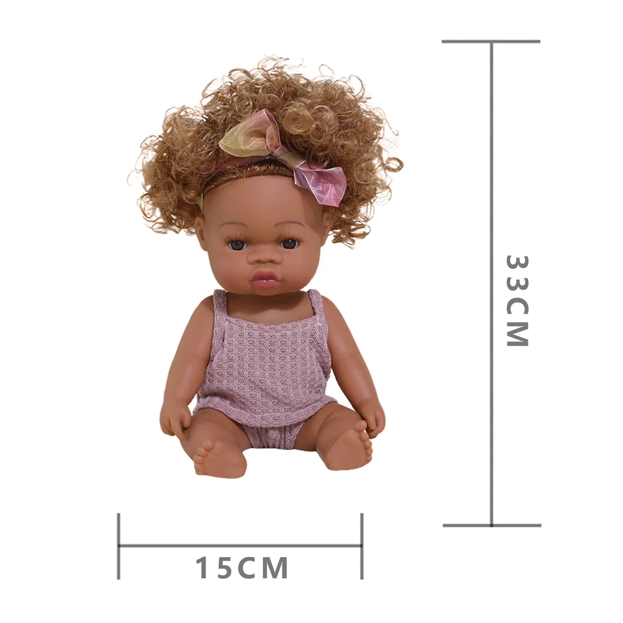 13Inch African American Doll Brown Skin Reborn Baby Dolls Finished Newborn With Rooted Hair Handmade Doll Toy Gift For Girls