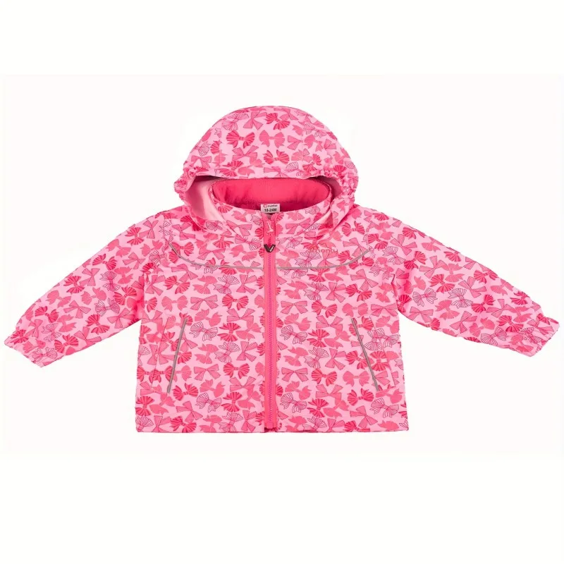 PatPat PatPat Girls' Pink Butterfly 3-in-1 Waterproof Jacket with Removable Fleece Jacket - Stylish Outerwear for Kids