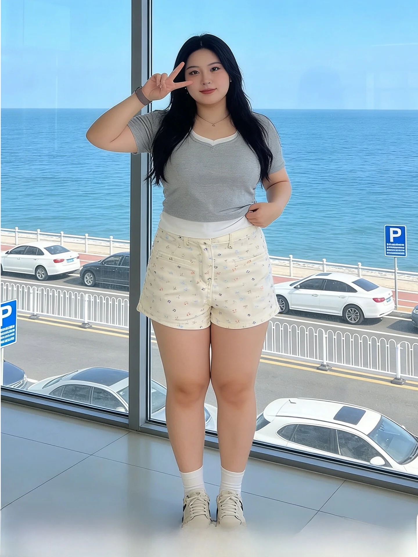 

Милые белые джинсовые шорты с цветочным принтом для женщин больших размеров, с высокой талией, широкими штанинами, утягивающие, универсальные, летние, повседневные