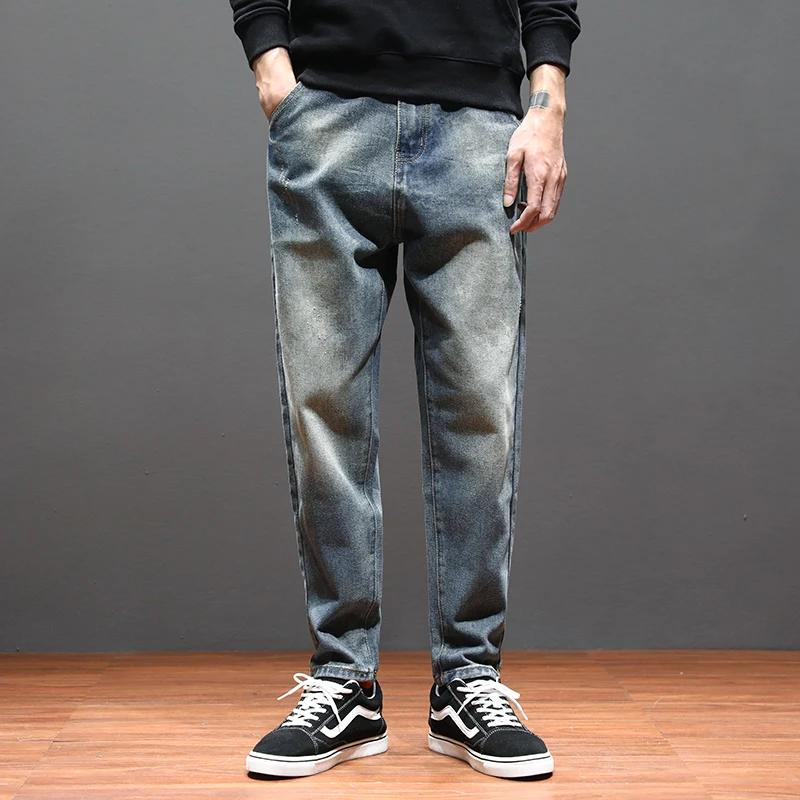 

2022 New Jeans Trousers Mens Casual Vintage Streetwear Straight Harajuku Baggy Jeans Korean High Quality Trendy Denim Pants Z09