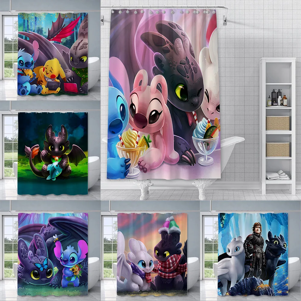 

Hot Cartoon How to T-Train Your Dragon Shower Curtain Waterproof Polyester Fabric Paint Colorful Bath Curtains Curtain With Hook