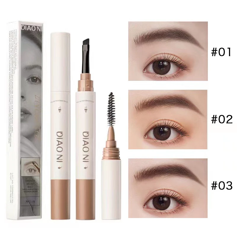 3-in-1 Double Ended Brow Pomade with Brush, Waterproof Eyebrow Pencil & Filler for Natural Defined Brows, All-in-One Brow Kit