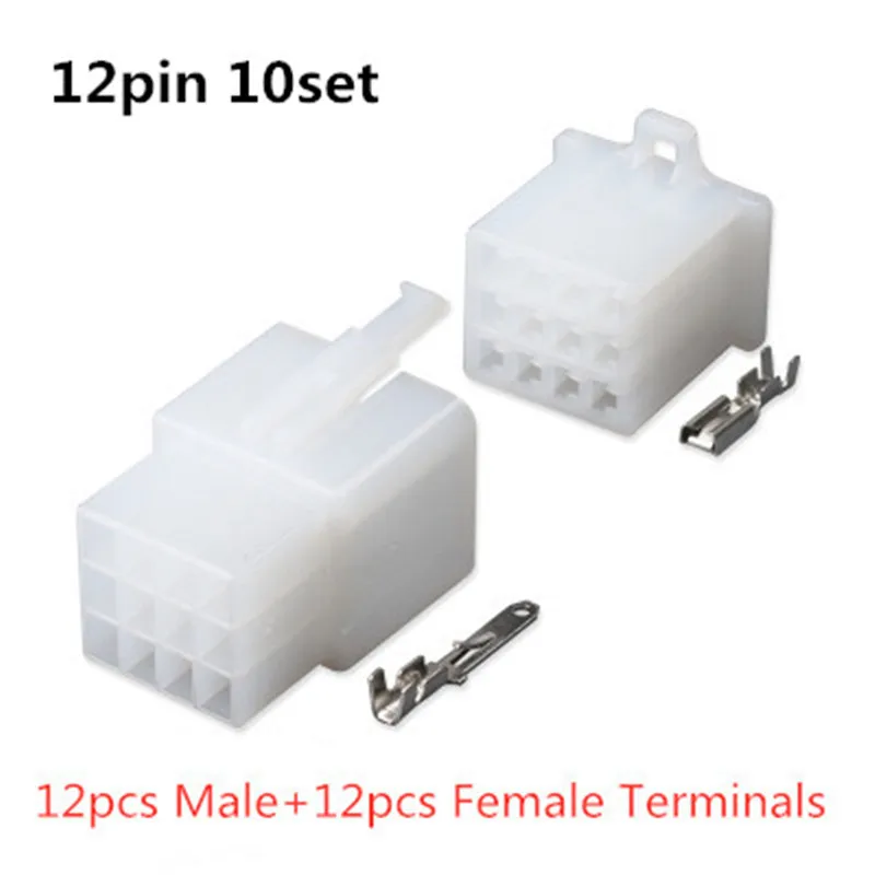 10set/lot 2.8mm 1/2/3/4/6/9/12 pin Automotive 2.8 Electrical wire Connector Male Female cable terminals for Motorcycle ebike car