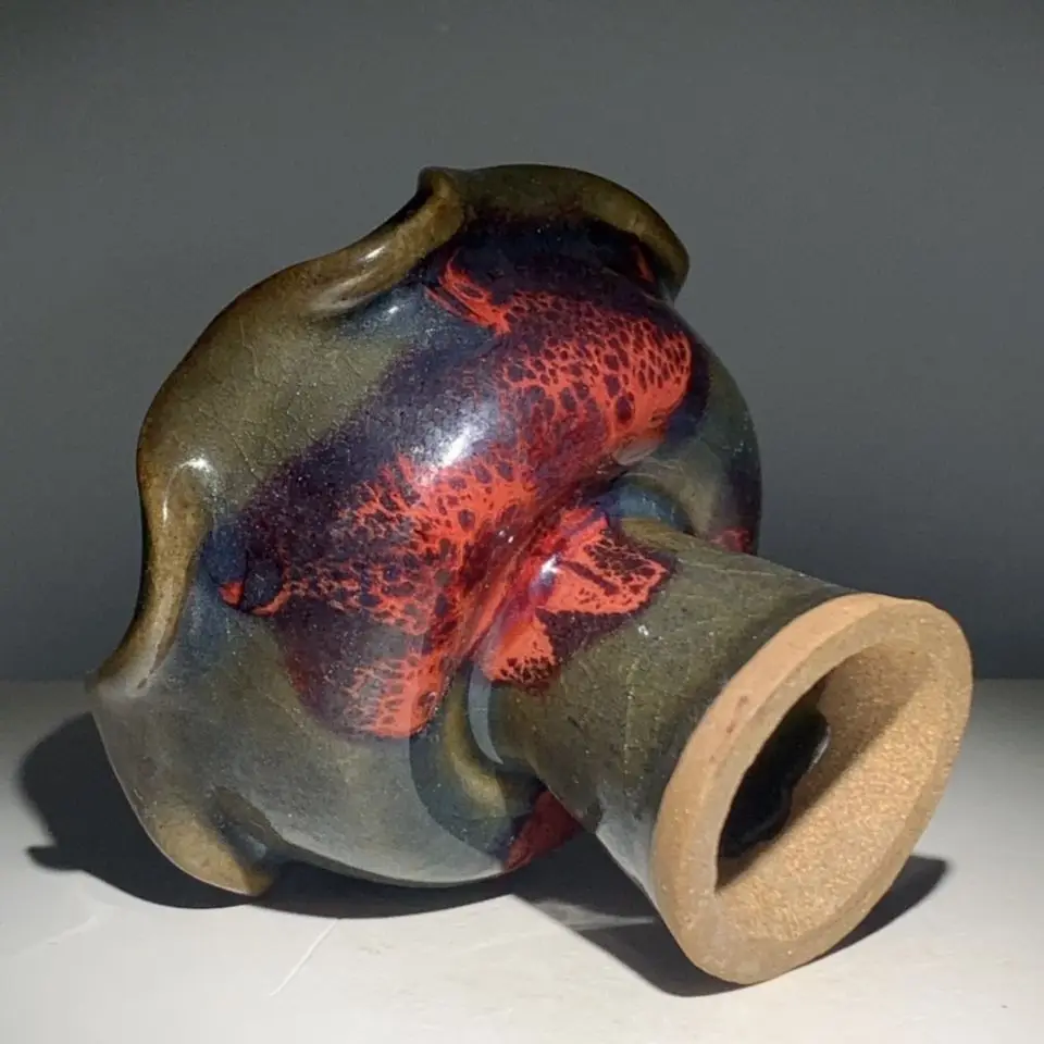 Ancient Chinese Song Dynasty Jun kiln kiln change cracked flower mouth candlestick antiques and collectibles