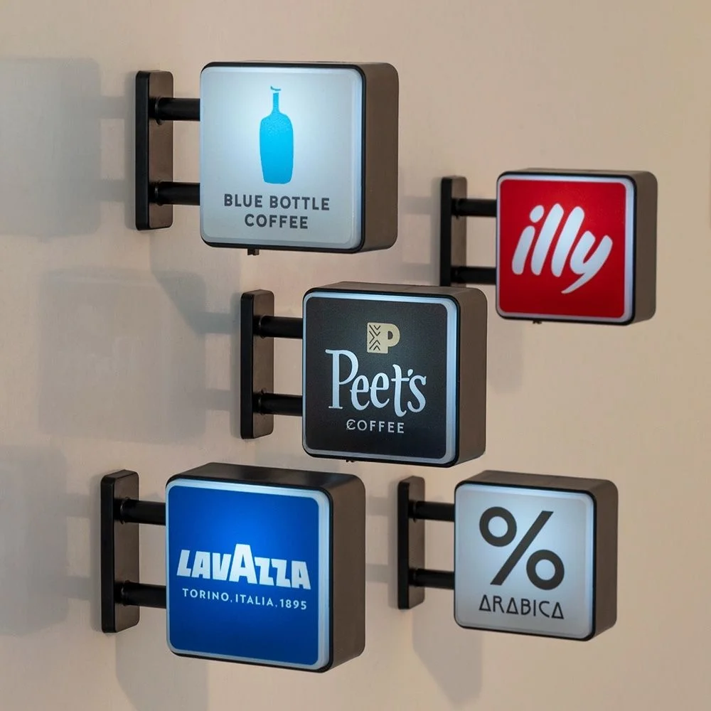 Letrero de luz de café clásico mundial, imán para refrigerador, decoración de máquina de café, café Lavassa, café Illy, café de Peet