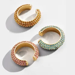 Fashion C-shaped Full of Rhinestones Ear Bone Clip Women Creative Metal Simple Ear Clip Earrings Jewelry Cubic Zirconia Ear Cuff