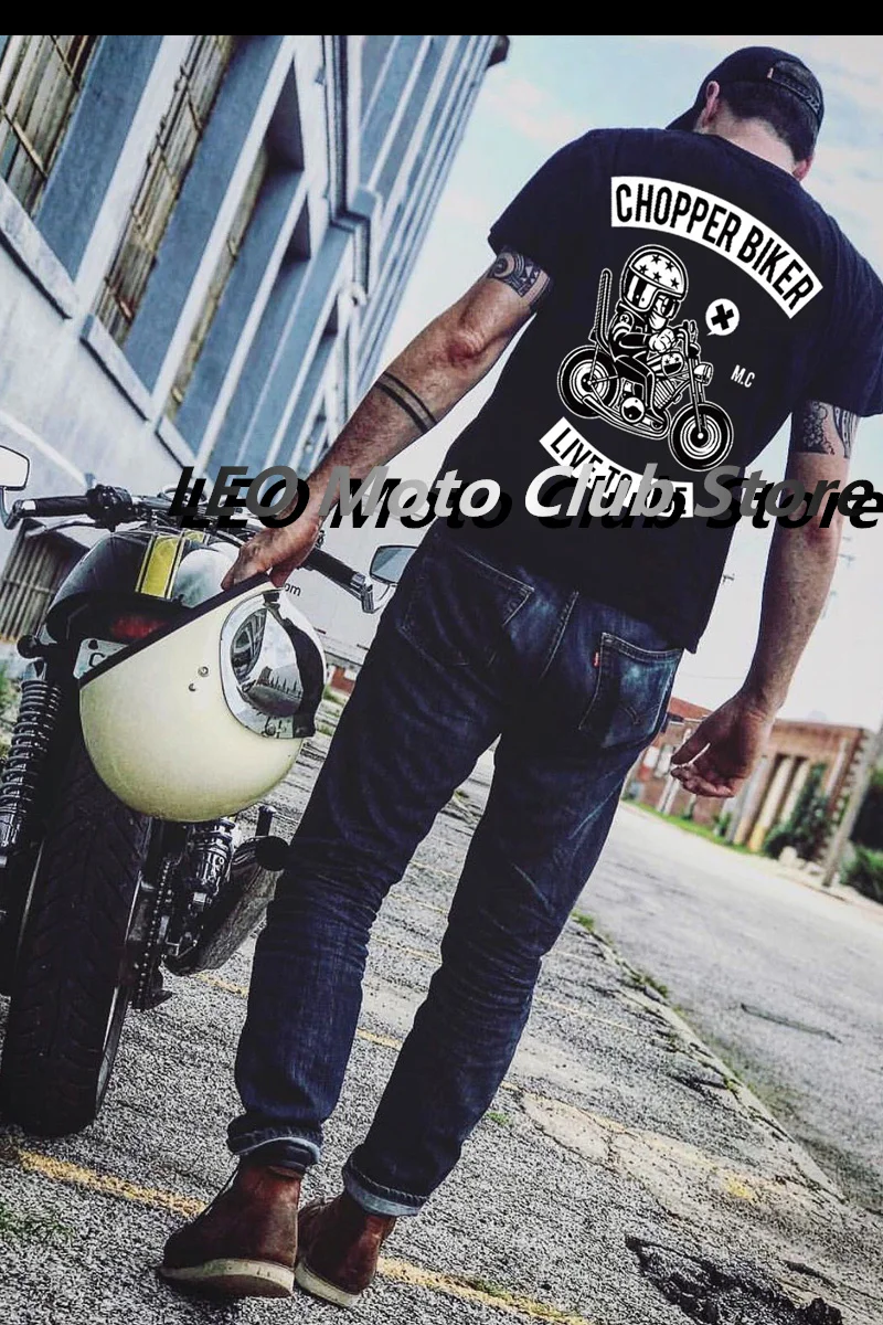 

Ins Vintage Motorcycle T-Shirt Cartoon Printed 100 Cotton Crew Neck Summer Men's Clothing Streetwear Hip Hop Fashion Tshirt Tops