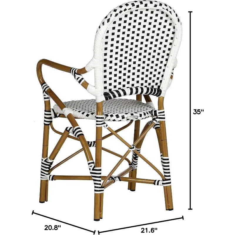 Наружные черно-белые светло-коричневые штабелируемые кресла для бистро, набор из 2 штук, идеально подходящих для гостиной, семейной комнаты, библиотеки или учебы