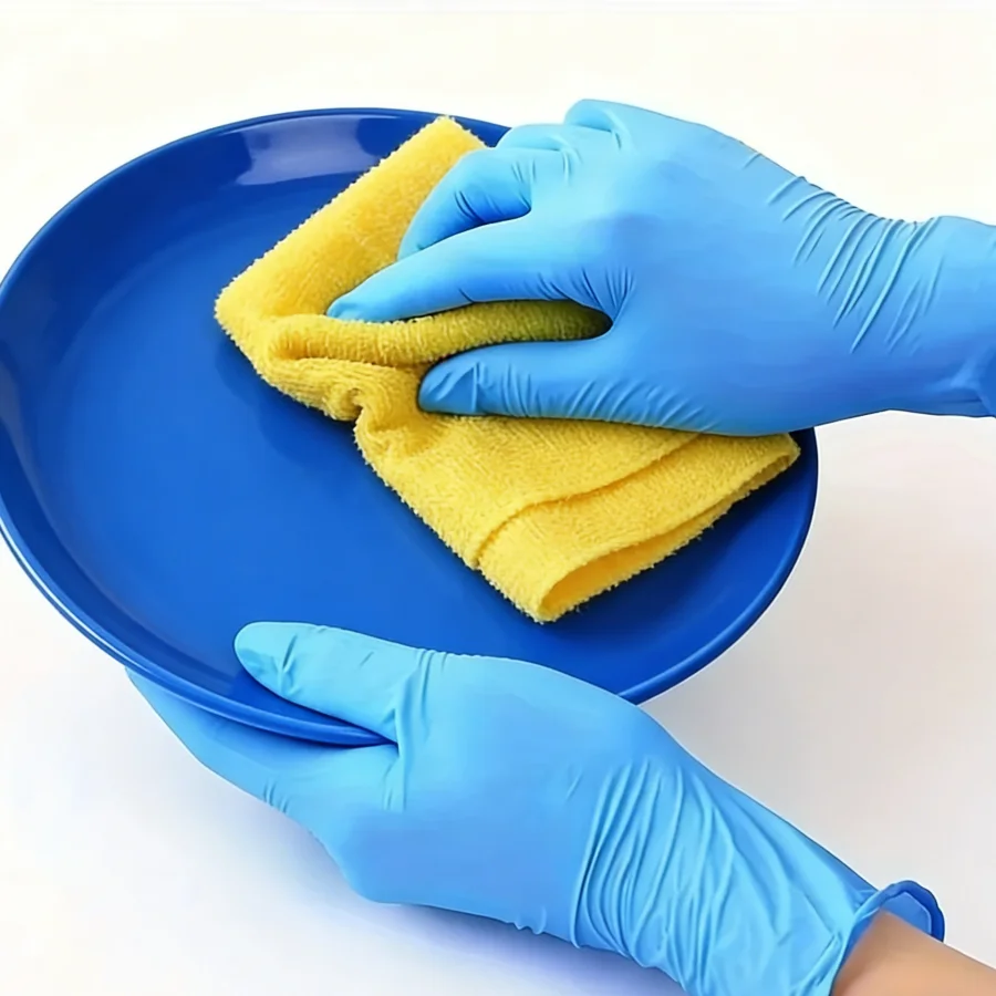 

100Pcs Disposable Nitrile Gloves, Super Durable Waterproof , Universal for Household Cleaning, Kitchen, Dishwashing & Daily Use