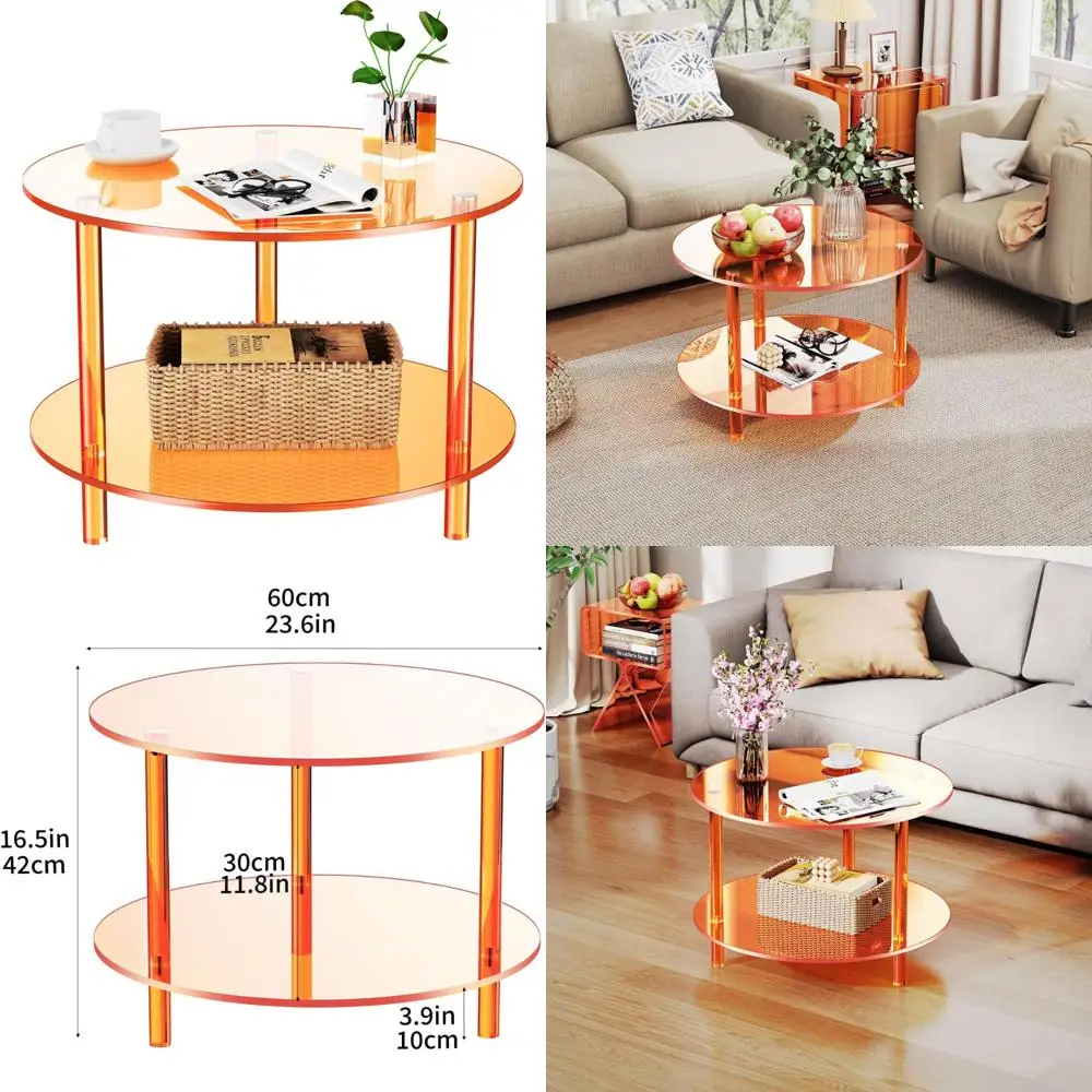 

Компактный современный круглый журнальный столик для гостиных, диаметр 23,6 x высота 16,5