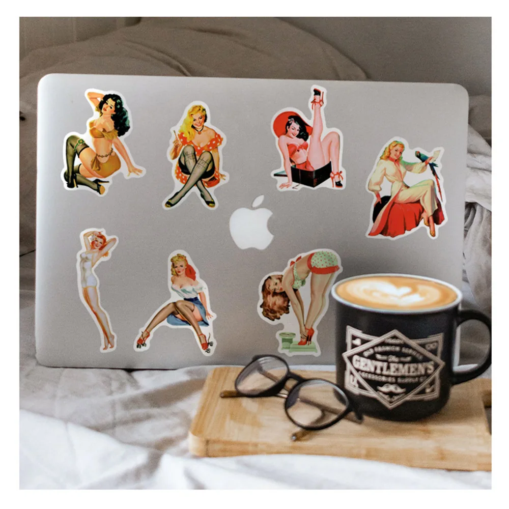 10/30/50pcs Retro Girl Sexy Pin Up Girl Stickers Decals DIY Skateboard Laptop Guitar Scrapbook Motor PVC Graffiti Sticker Packs