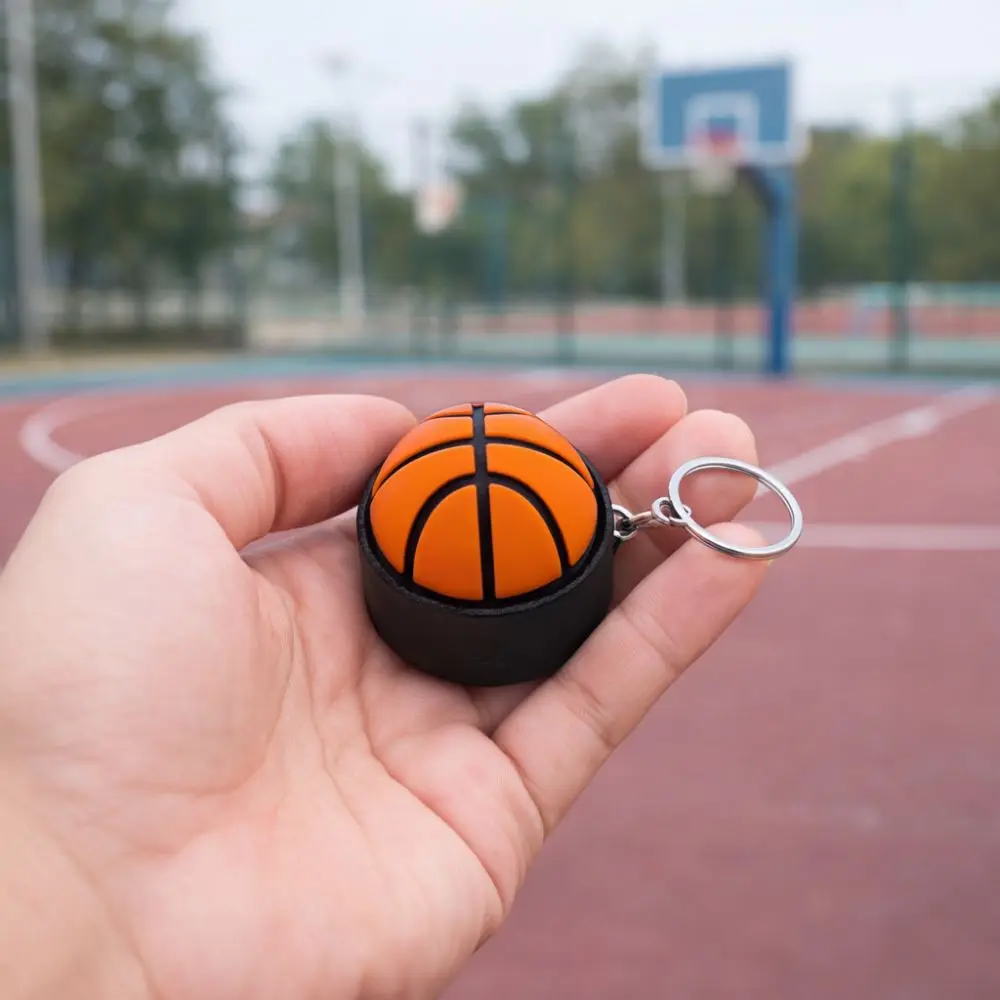 Spherical Button 3D Printed Keychain Creative Design Sports Theme Stress Relief Keychain Portable Basketball Clicker Keychain
