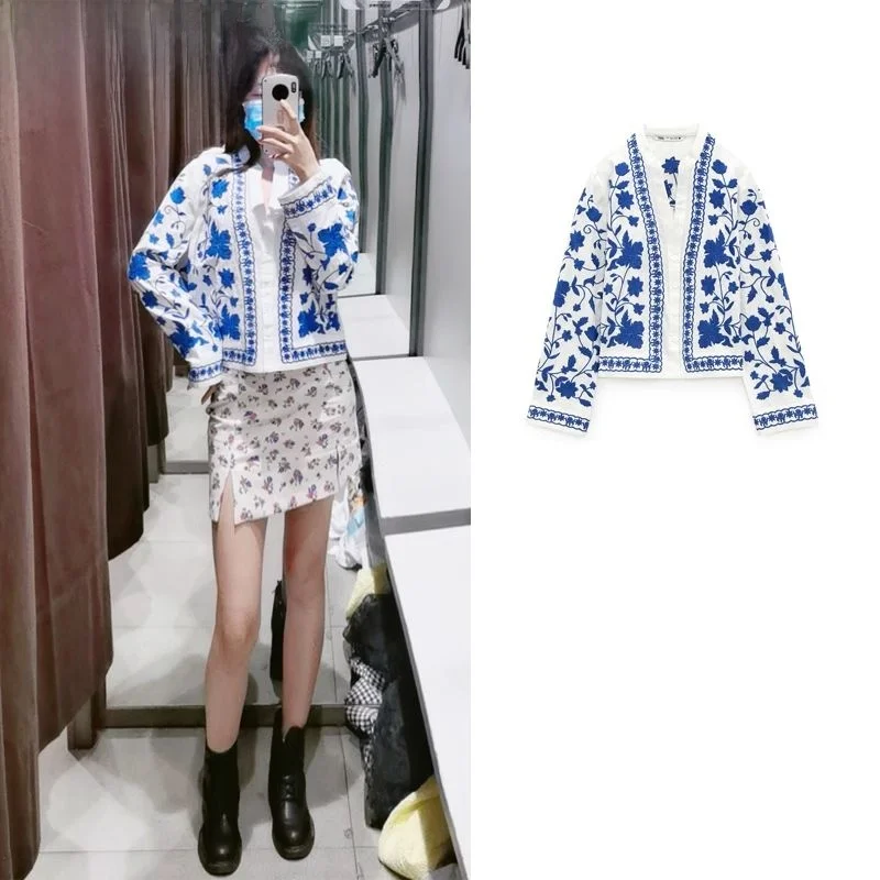 

Белый цвет с вышивкой в стиле ретро, весна 2021, новинка женской моды, прямой крой, длинный свеч, V-Ne, смесь хлопка и льна на пуговицах