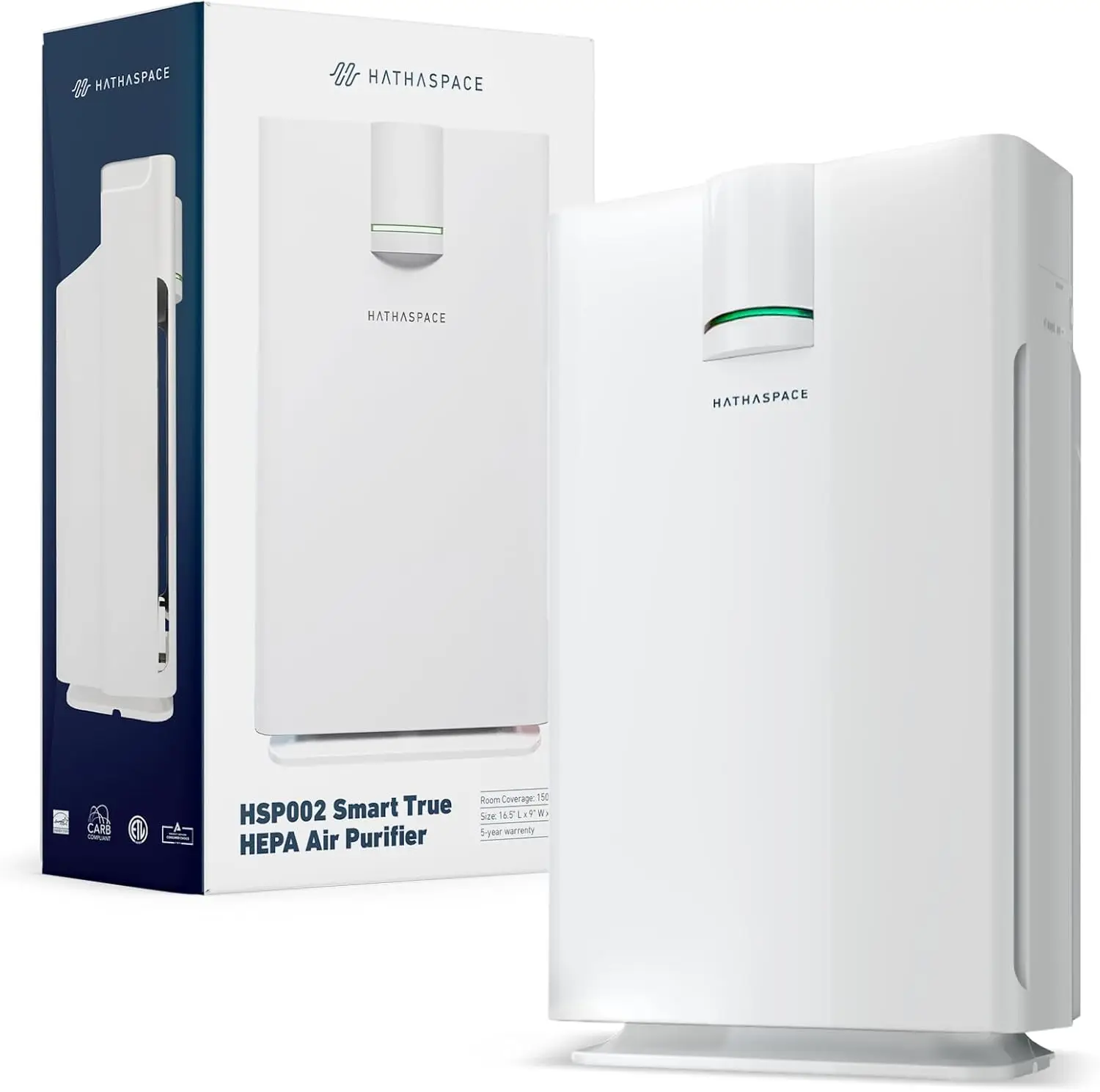 

Hathaspace Smart Air Purifiers - True Hepa Air Purifier, Cleaner & Filter For Allergies, Smoke, Pets - Eliminator Of 99.9% Of