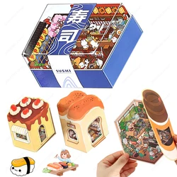 2.5D Landscape DIY Sticker Sushi Bakery 3d Cabin Scene Pocket Stickers Birthday Festival Gift for Kid Child Student