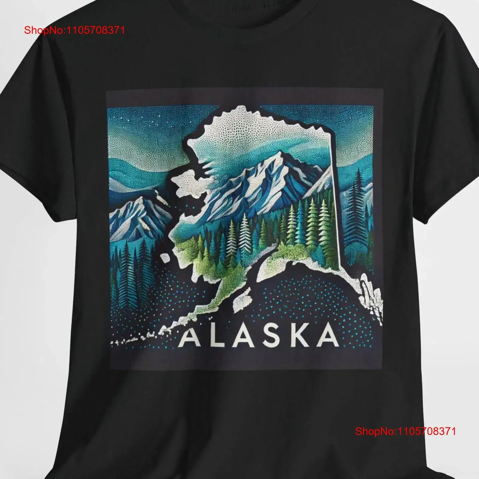 Alaska T Shirt Alaskan Wilderness Dot Art Design Psychedelic Souvenir Idea vintage Washed Casual Versatile Stretched Unisex