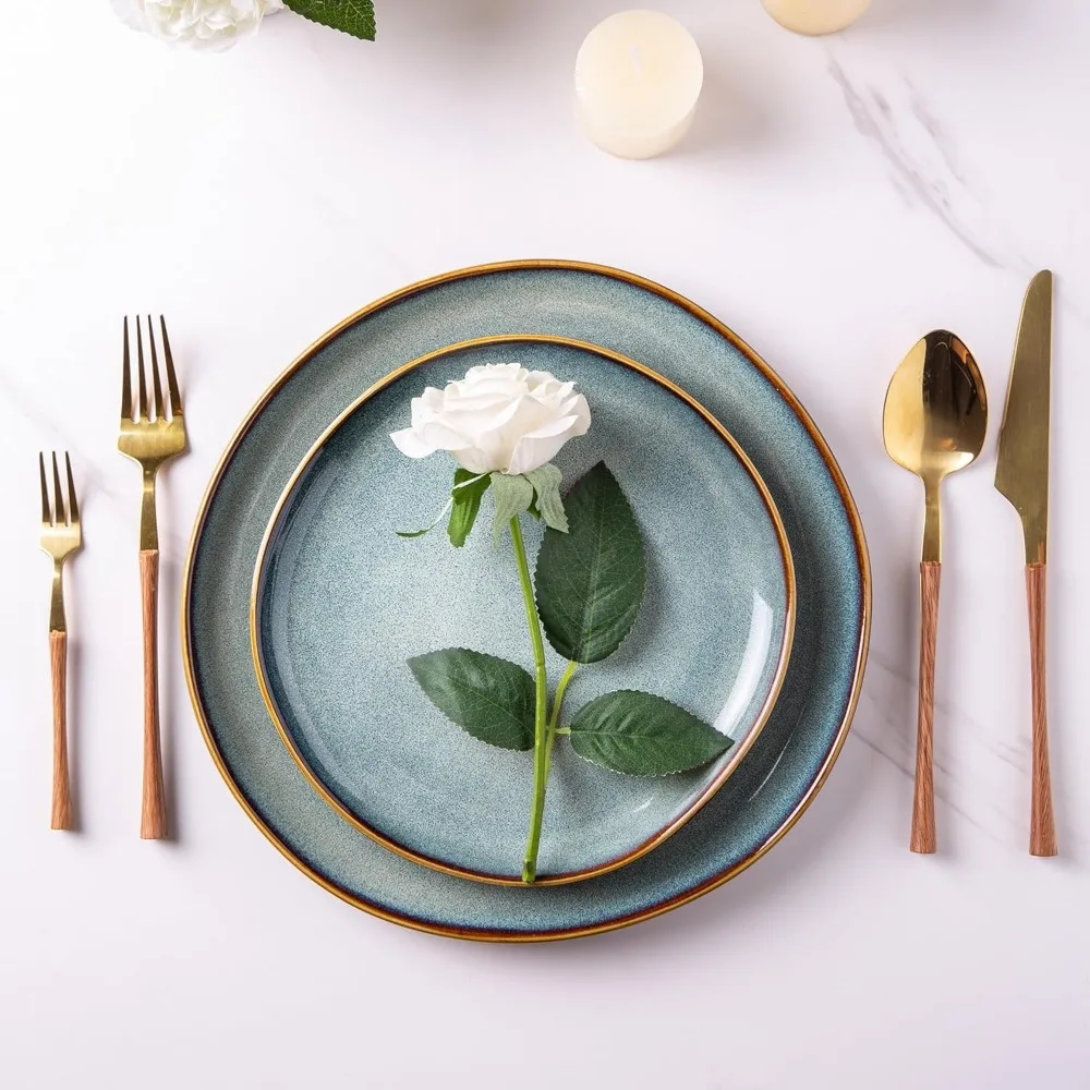 Coleção de louças de cerâmica AmorArc: pratos e tigelas artesanais de grés com esmalte reativo, altamente resistentes a lascas e rachaduras