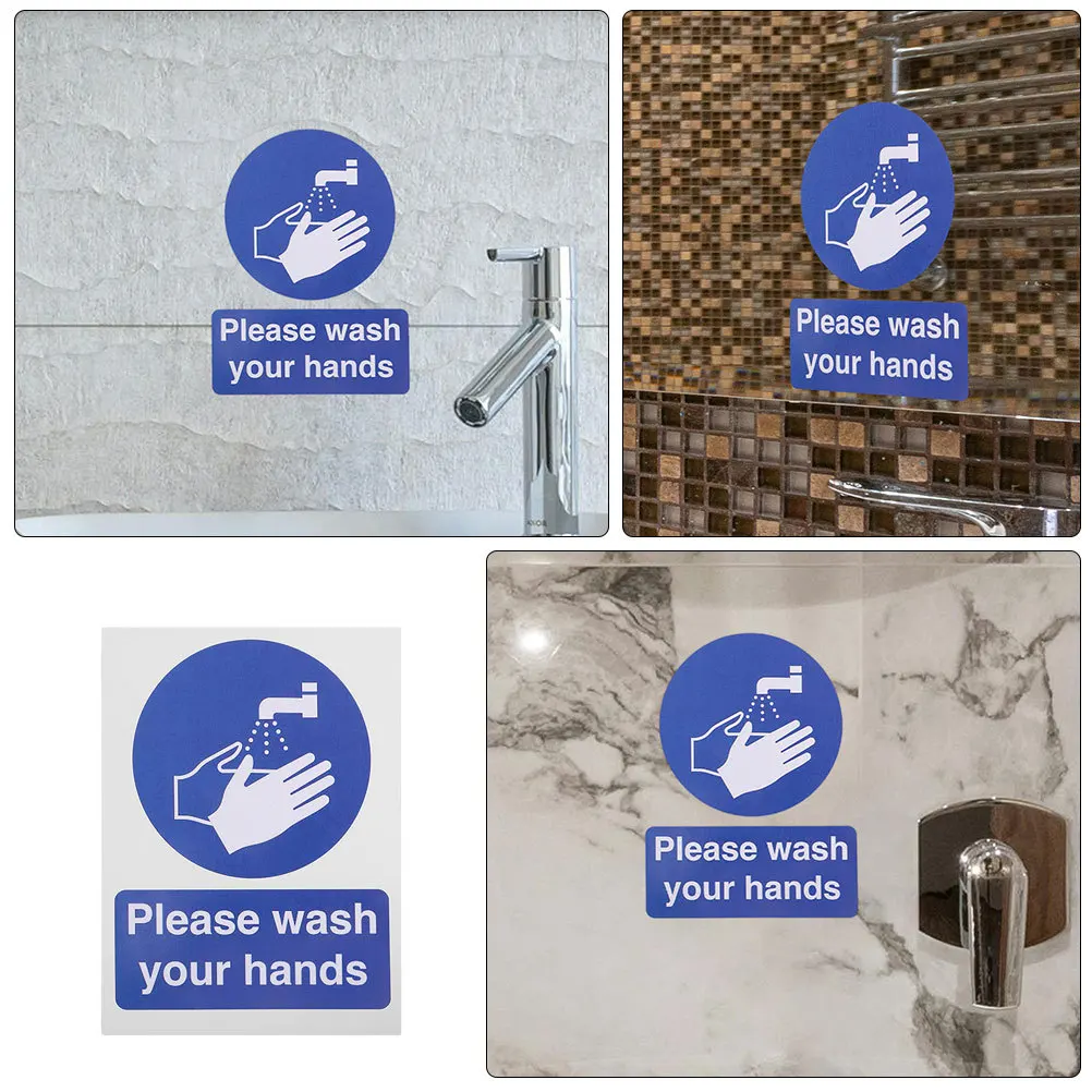 

12pcs Bathroom Hand Wash Decals For Home Office Restaurant Wash Hands Signs Durable Abrasion Resistant Minimalist