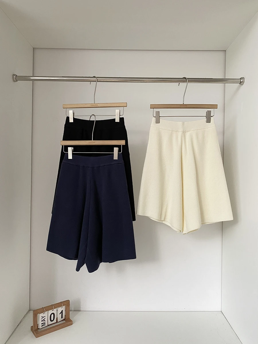 High Waist Loose Fit Knitted Casual Pants Women's Style Korean Pure Color Leisure Trousers Autumn 2025 Fashion Trend