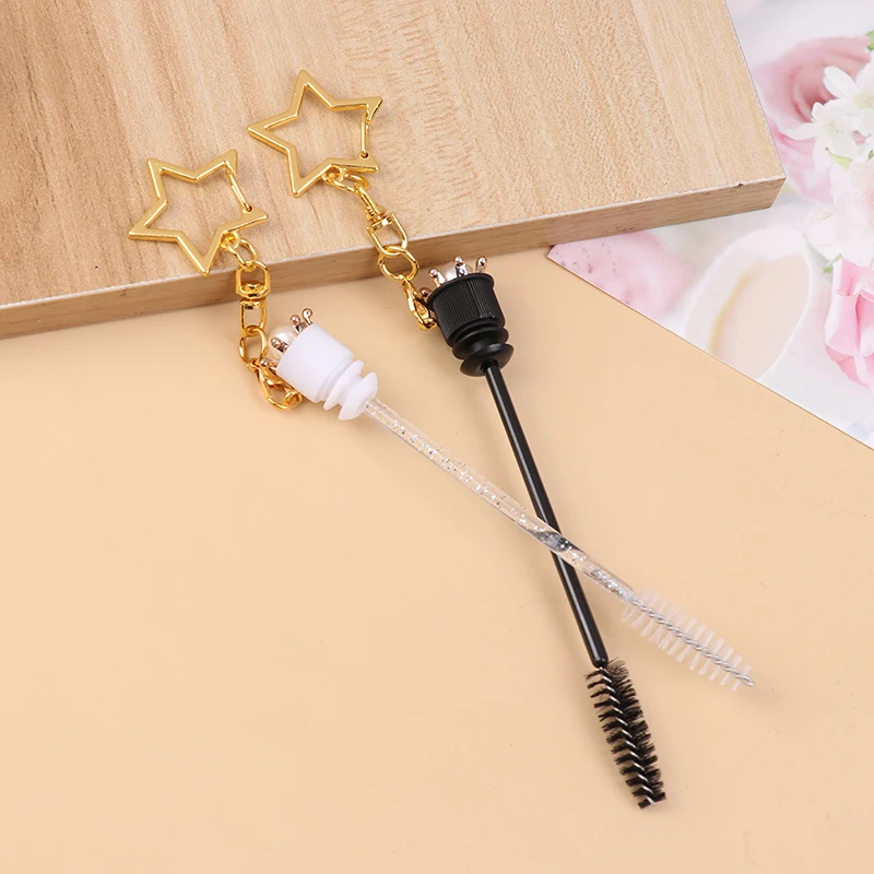 Reusable Eyelash Brush Tube Keychain Plastic Lash Spoolie Container Glitter Cils Dust-proof Mascara Wands Keyring