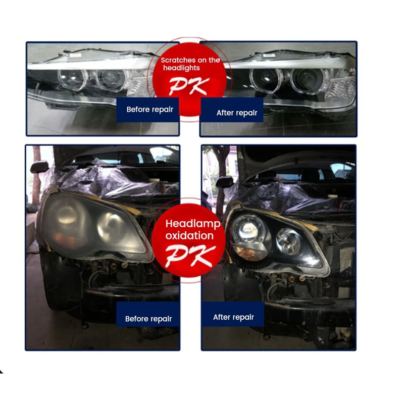 مجموعة تلميع استعادة المصابيح الأمامية للسيارة كما هو موضح لوازم السيارات البلاستيكية لمجموعة تجديد المصابيح الأمامية للسيارة قابس الاتحاد الأوروبي الكامل