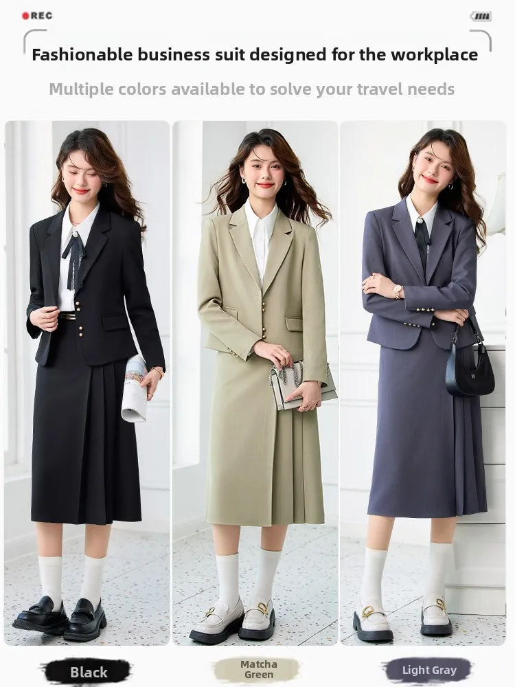 Black Short Suit Jacket for Women Spring Autumn Interview Formal Office Workwear Set Casual Commute Style Polyester Blend