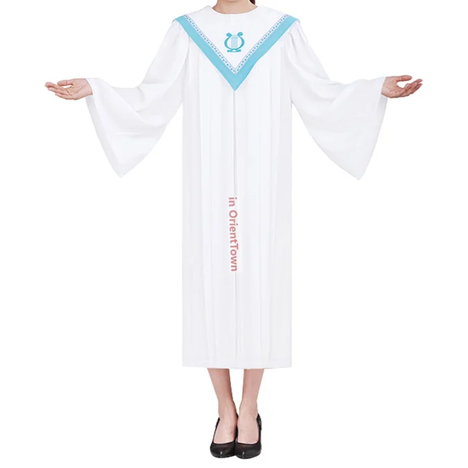 Bible Gown Robe Wear Clothes Europe Version Church Clerical Costume Priestess Gospel Choir Garment White Blue Red Pattern JT007