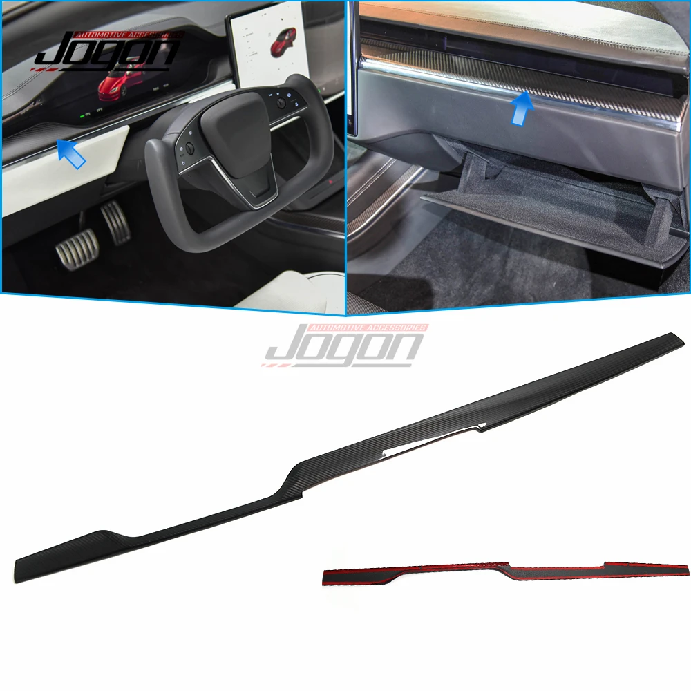 Glossy Carbon Fiber Car Interior Central Console Dashboard Protective Cover Trim For Tesla Model S 2021 2022 2023 Styling