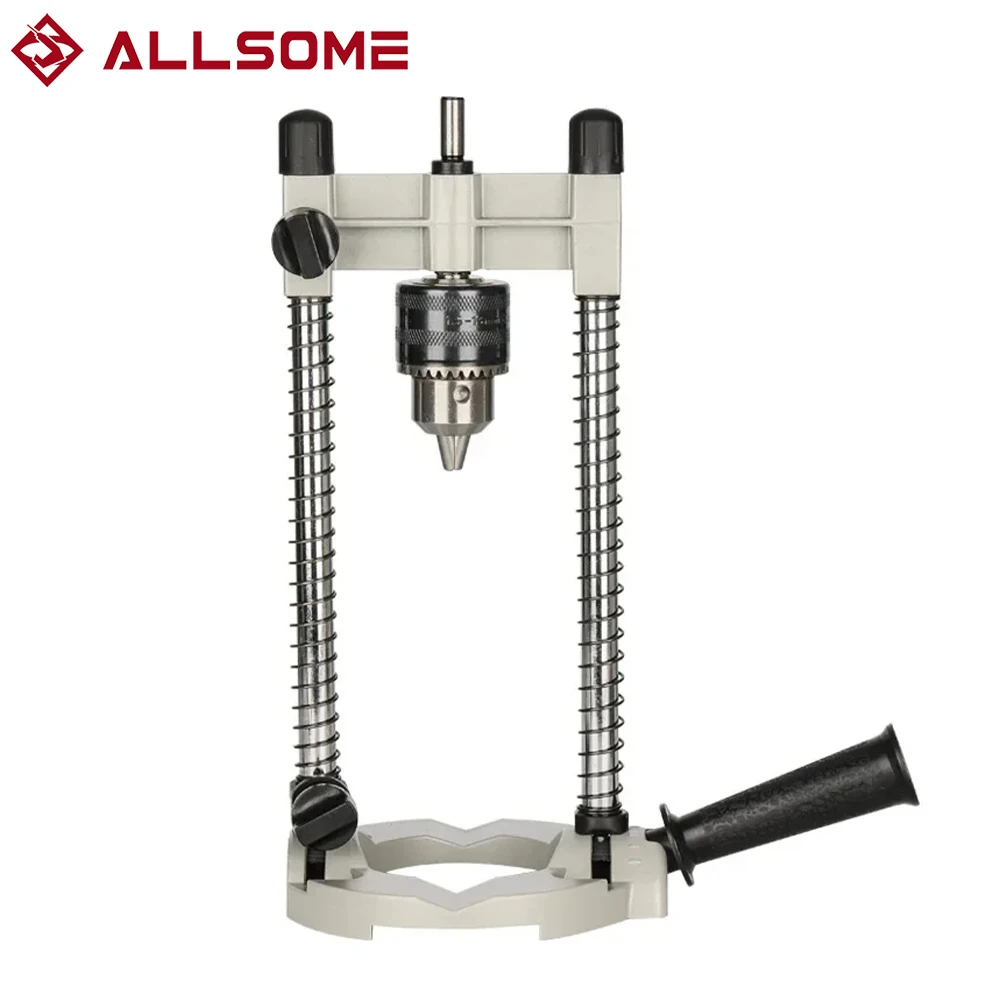 

Allsome Precision Drill Holder Pipe Drill Holder Stand Drilling Guide with Adjustable Angle and Removeable Handle DIY tool