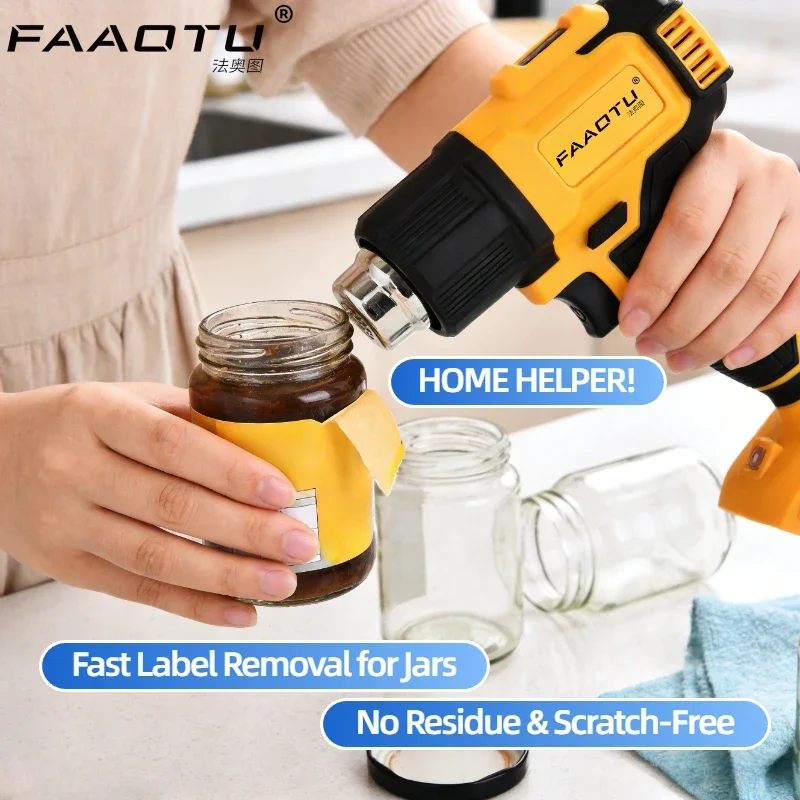 FAAOTU DCE530N 20V Cordless Heat Gun High Power Hot Air Gun for Welding Heat Shrink Wrapping DIY Repair