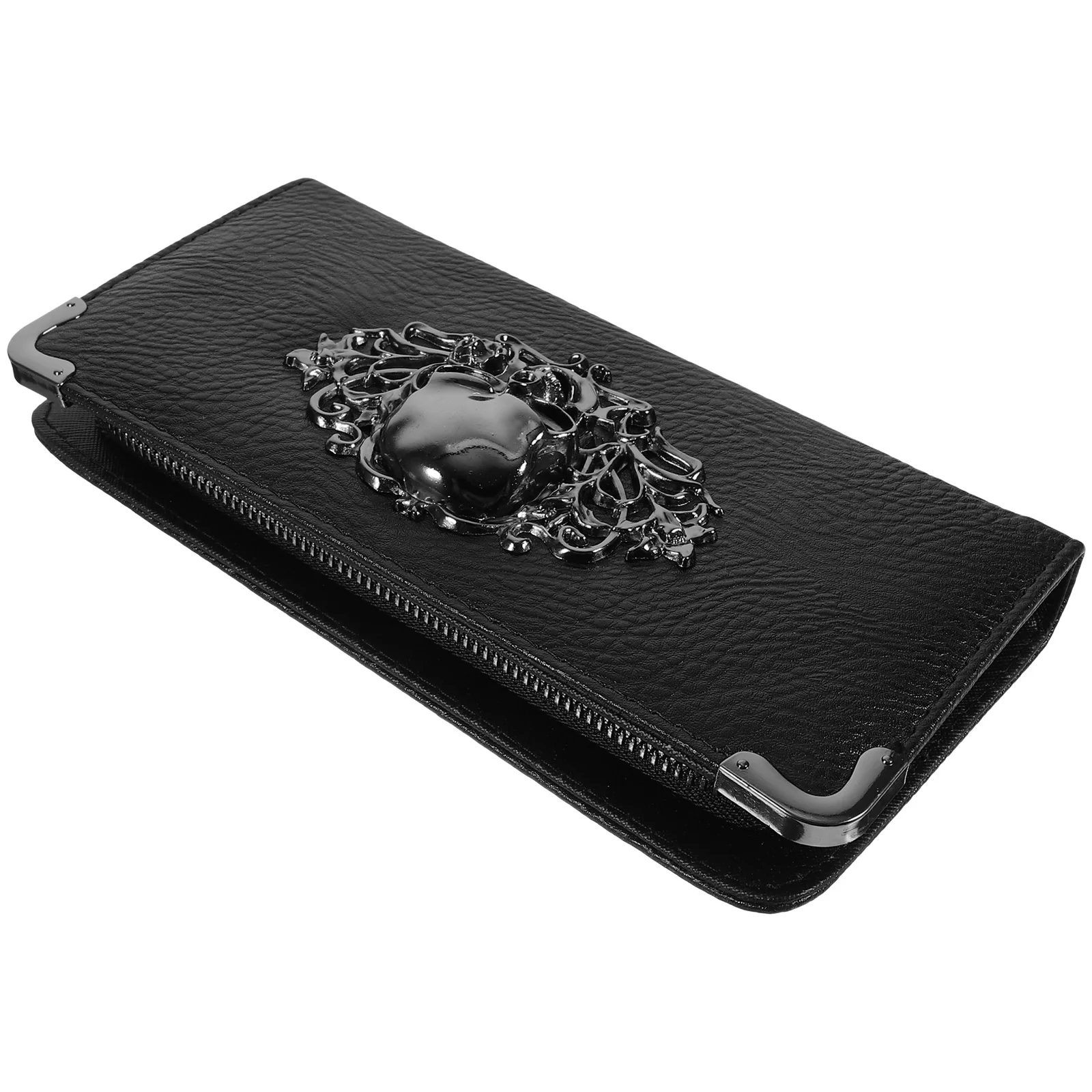 Versione coreana lunga retrò punk modello teschio pochette nera portafoglio da donna donna lungo stile punk retrò modello teschio