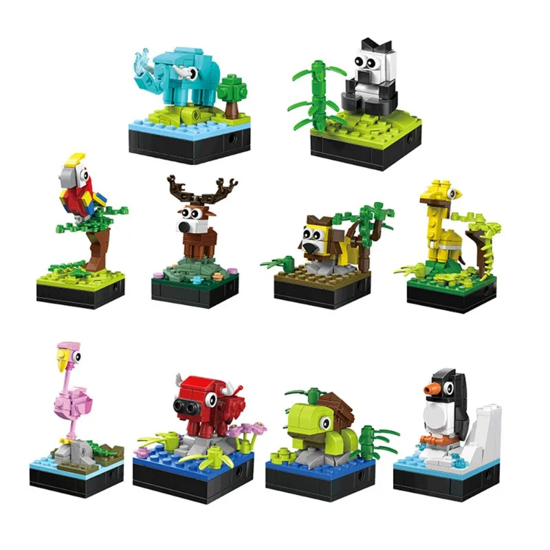 الحلي نموذج مكعبات بناء الجسيمات الصغيرة على شكل حيوانات، ألعاب هدايا تجميع تعليمية للأطفال