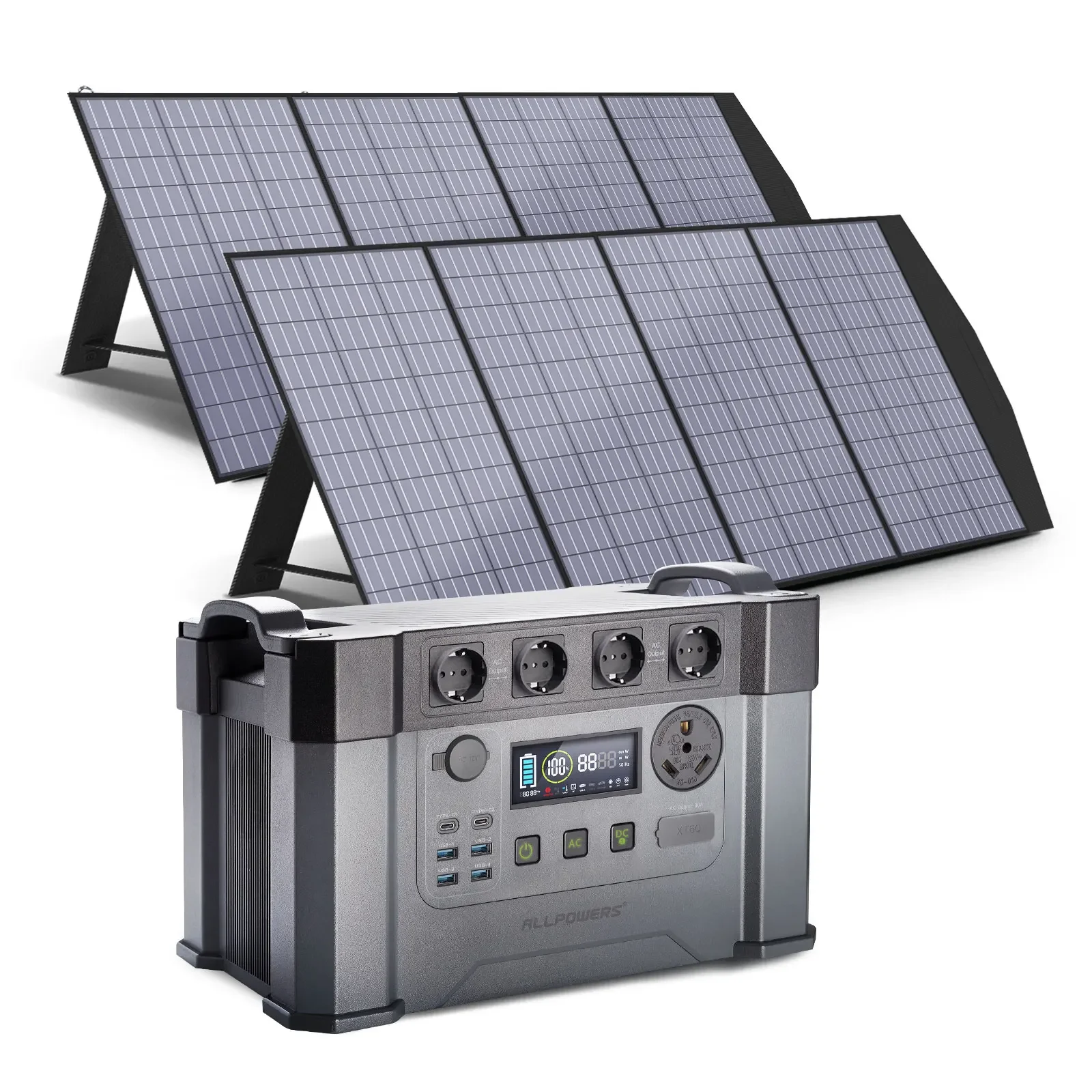 Portable Energy Storage for Power Supply 1500Wh 2400W Emergency Backup Powerstation With 140W / 200W / 400W Solarpanel