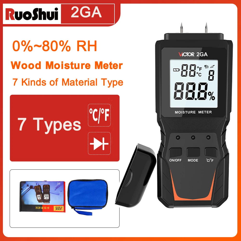 VICTOR Digital Wood Moisture Meter Like Hardwood and Softwood Pin Wood Humidity Moisture Tester Hygrometer Timber Damp Detector
