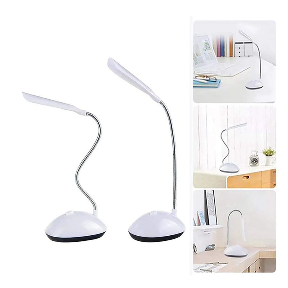 ABMO 2X Lámpara de escritorio LED de luz Protección ocular giratoria de 360 grados Luz de lectura para niños y estudiantes Lámpara de escritorio LED para el hogar, blanco