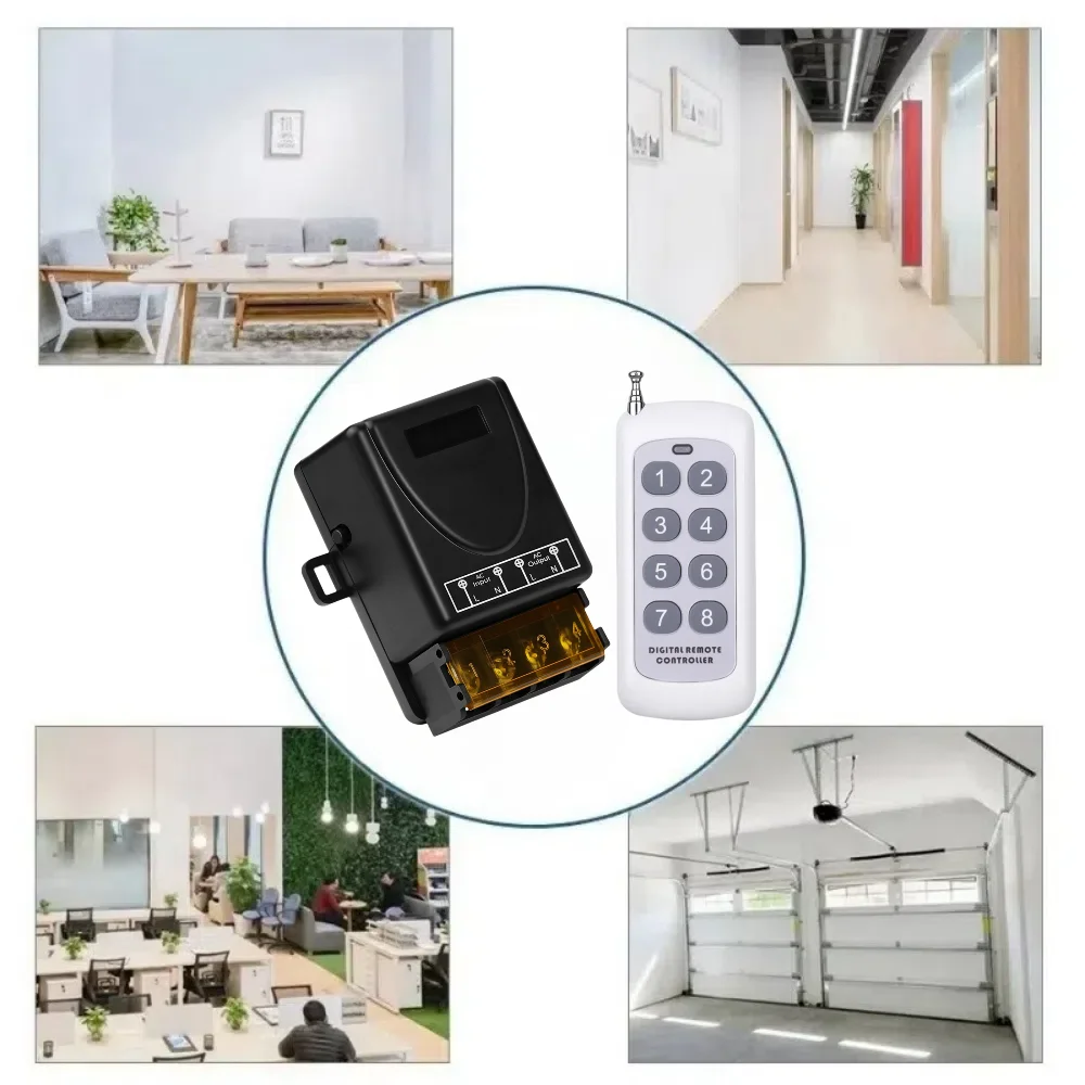 KEBIDU RF 433 МГц 110 В 220 В 230 В легкий пульт дистанционного управления беспроводной передатчик 30A релейный приемник для вентилятора водяного насоса