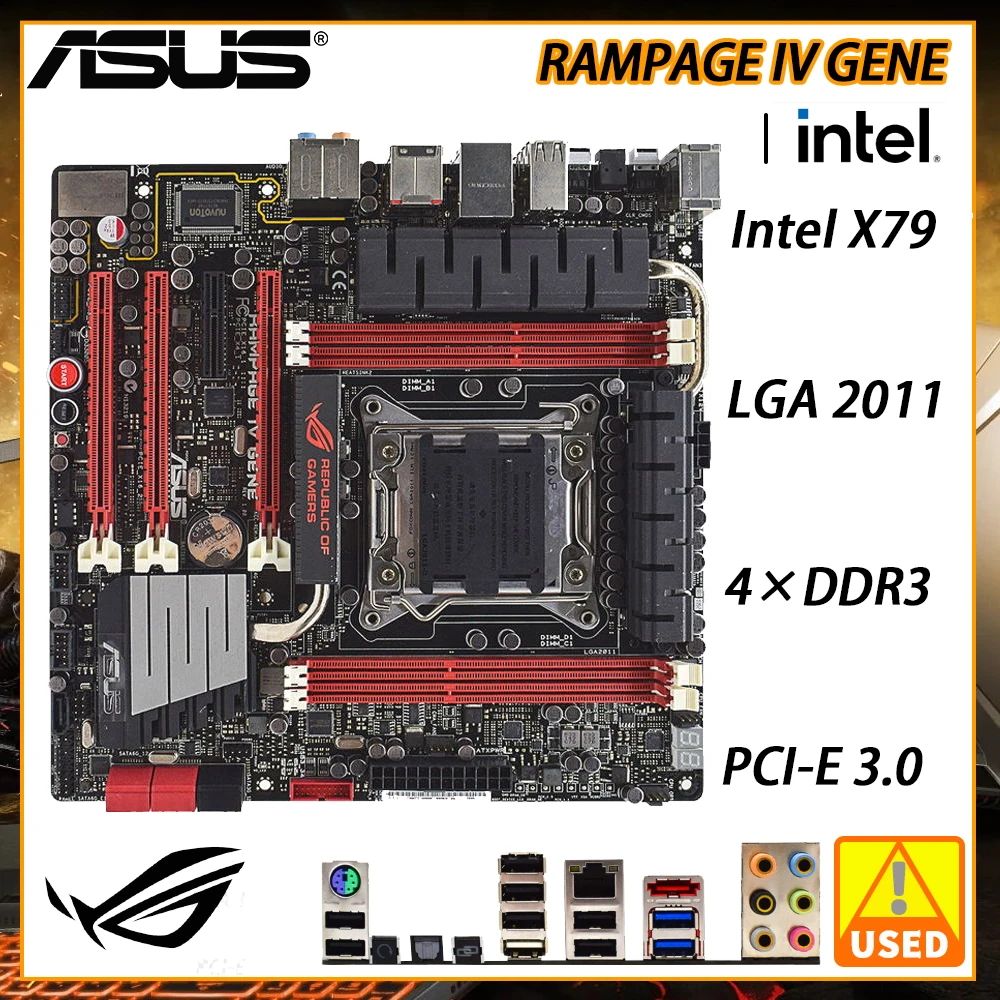 X79 Motherboard ASUS ROG RAMPAGE IV GENE Kit DDR3 Motherboard 2011 Intel Core i7 Processor 64GB 3×PCI-E 3.0 X16 USB3.0 SATA3 ATX