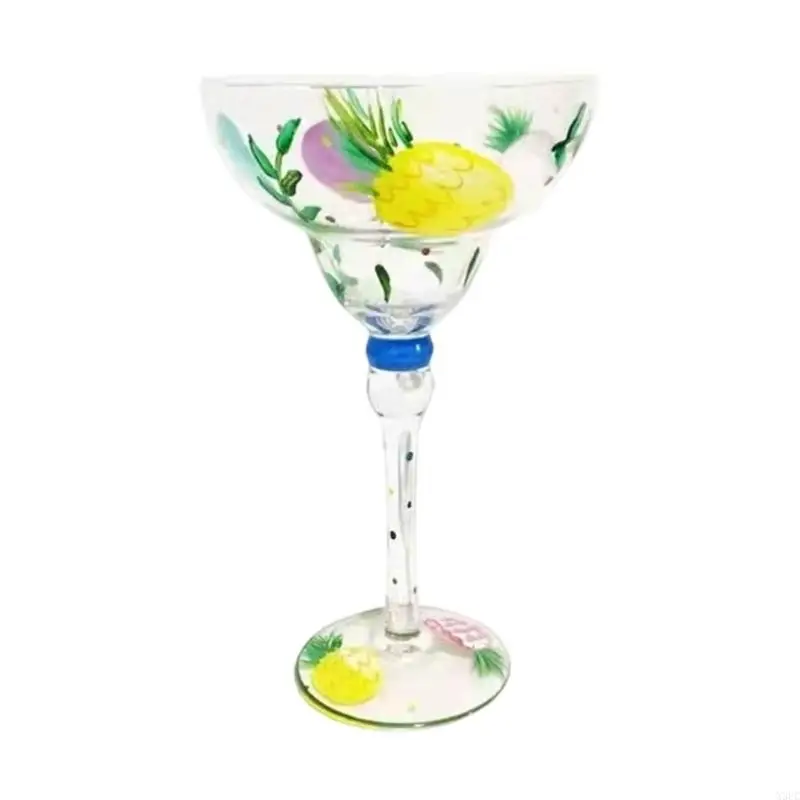 Artistic Hand Painted Cocktail Glass with Exotic Pattern Mexicans Party Supplies Margarita Glass Drinkware for Champagne X3UC