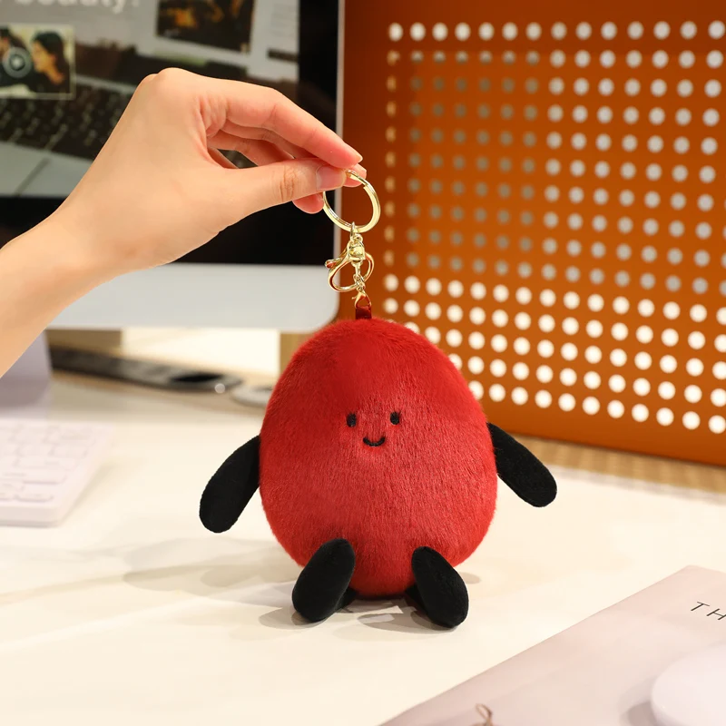 Nuevo juguete de peluche de maní, muñeco de peluche de núcleo de maní de dibujos animados, colgante de núcleo de maní rojo a la moda que se puede colocar en concha de maní